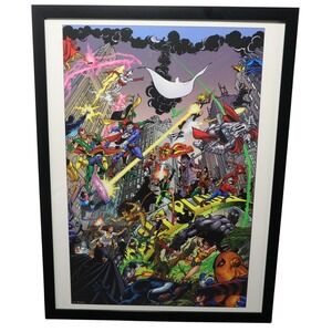 DC Comics Heroes Framed 12x16 Battle Poster Art by George Pérez |‎ DC Comics
